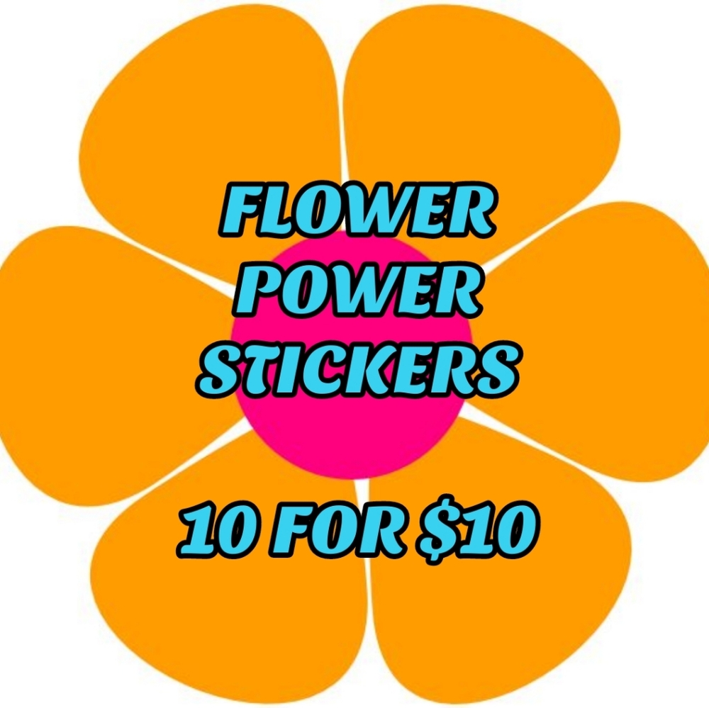 COPY - 10 for $10 Flower Power Stickers Groovy Hippie 60s 70s Flower Child